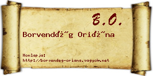 Borvendég Oriána névjegykártya